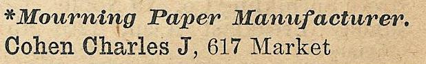 Chas J Cohen, mourning paper 617 Mkt Boyds BusDir 1890 1150